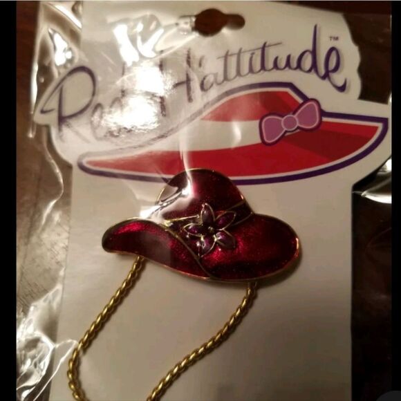 NEW Red Hat HATTITUDE 18 KT GOLD EYEGLASS HOLDER NWT - Picture 3 of 4